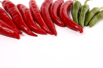 red chili peppers on a white background