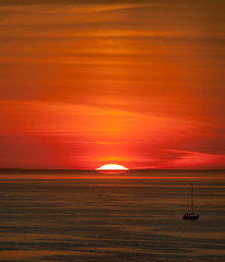 red sunset over the sea