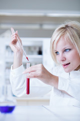 Closeup of a female researcher carrying out experiments in a lab