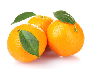 Fresh juicy oranges isolated on white