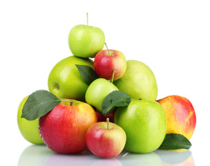 Group of fresh ripe apples isolated on white