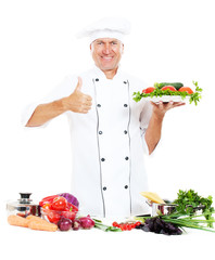 cheerful cook showing thumbs up