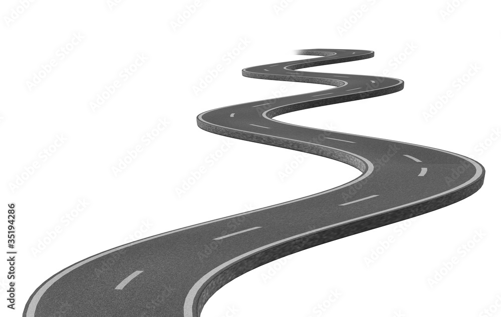 Wall mural curved winding asphalt road