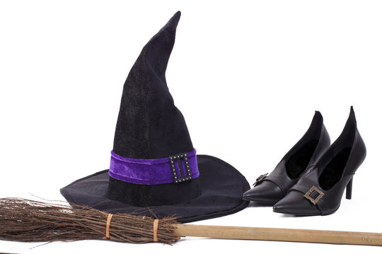 Witch's costume - hat, shoes and broom