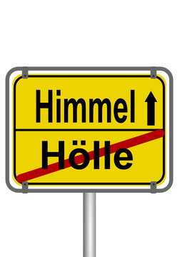 Schild Himmel unf H&ouml;lle