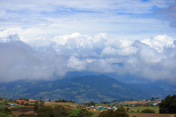Fototapeta na wymiar Mountain village in Irazu, Costa Rica