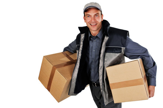 delivery man with parcels