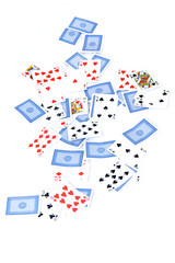 Playing card deck on white