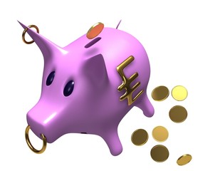 Obraz premium Pink piggy bank