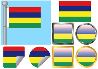 Flag Set Mauritius