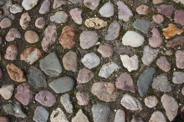 Old road of cobblestones.