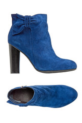 Blue suede female boot, side and top views