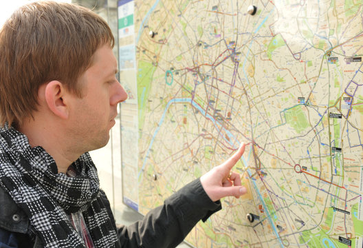 Tourist and map