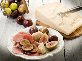 parma ham, parmesan cheese and figs