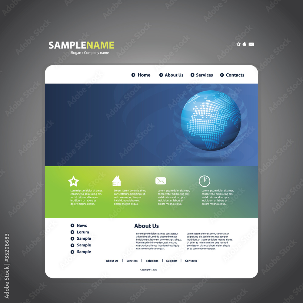 Aufkleber business website template in editable vector format
