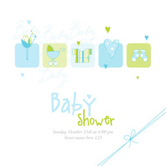 Baby boy shower card with copy space