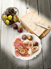 parma ham, parmesan cheese  and figs
