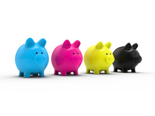 Piggy bank CMYK concept