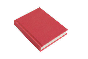 red hardback book on white background