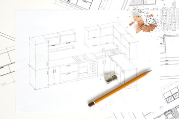 Sketch of kitchen furniture