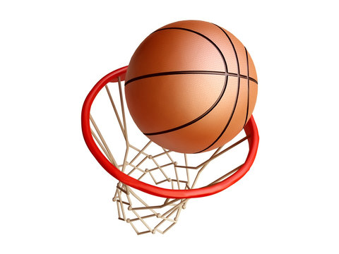 3D Basketball Ball over the Hoop