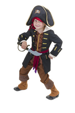 adorable little boy dressed in pirate's costume