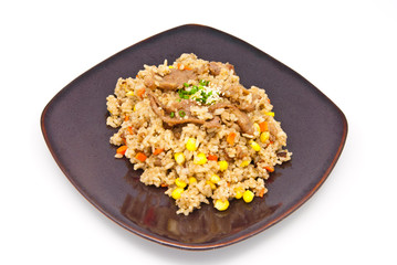 fried rice with pork and vegetable, japan food style