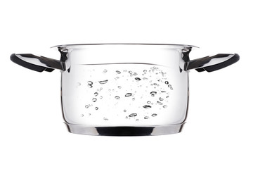 Steel saucepan boiling