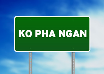Green Road Sign - Ko Pha Ngan, Thailand