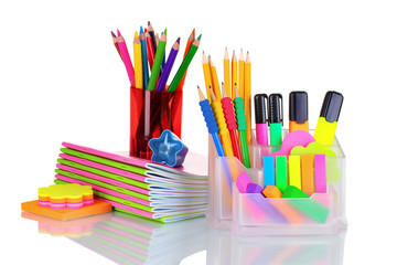 Bright stationery isolated on white