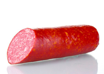 Tasty sausage isolated on white