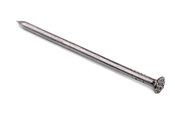 Single wire steel nail isolated on white