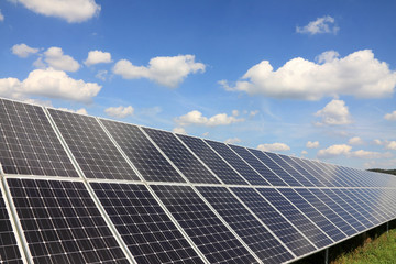 Solar Power Station in the green summer Nature