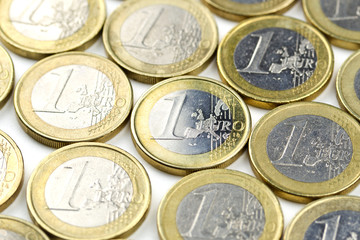 Euro coins close up composition