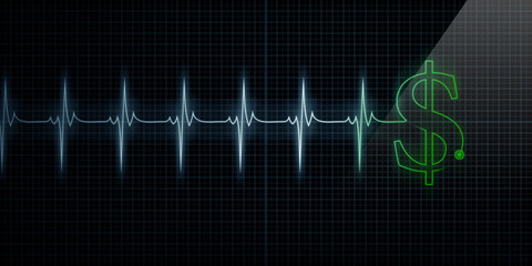 Heartbeat Monitor with Green Dollar