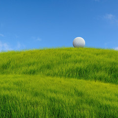 golf putting on grass