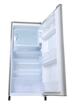 silver refrigerator open