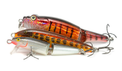 Balsa Fishing Baits (Wobblers) Isolated on White Background