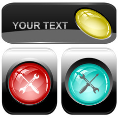 Screwdriver and spanner. Vector internet buttons.