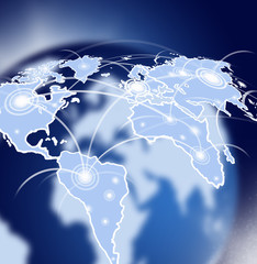 Globe in space with network