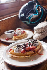 Waffles for Two in an Alpine hut