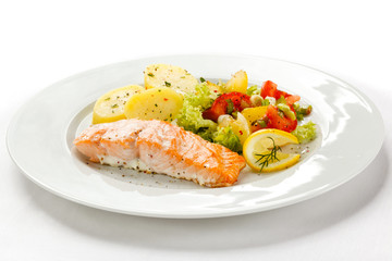 Roasted salmon and vegetables