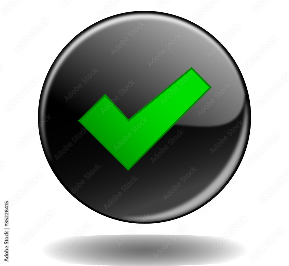Aufkleber tick web button (next validate submit confirm yes ok click here)