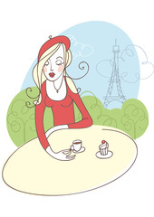 French girl in cafe