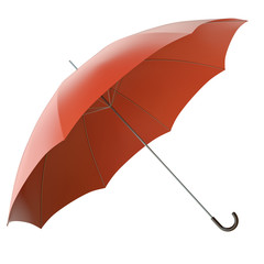 Red umbrella isolated on white background. 3D render.