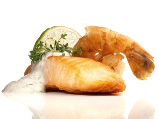 Lachsfilet mit Scampi