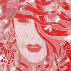 Papier Peint photo autocollant Abstraction classique abstrait avec un visage rouge