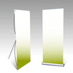 two banner displays, with green background