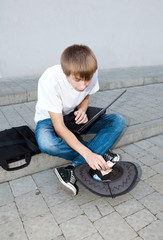 young programmer in street