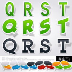 Set of letters in the form of stickers or labels